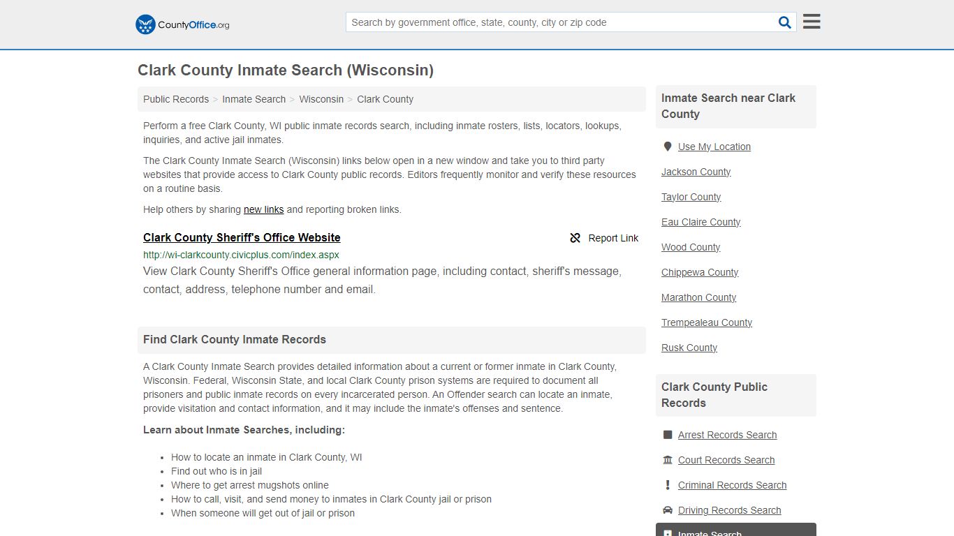 Inmate Search - Clark County, WI (Inmate Rosters & Locators)