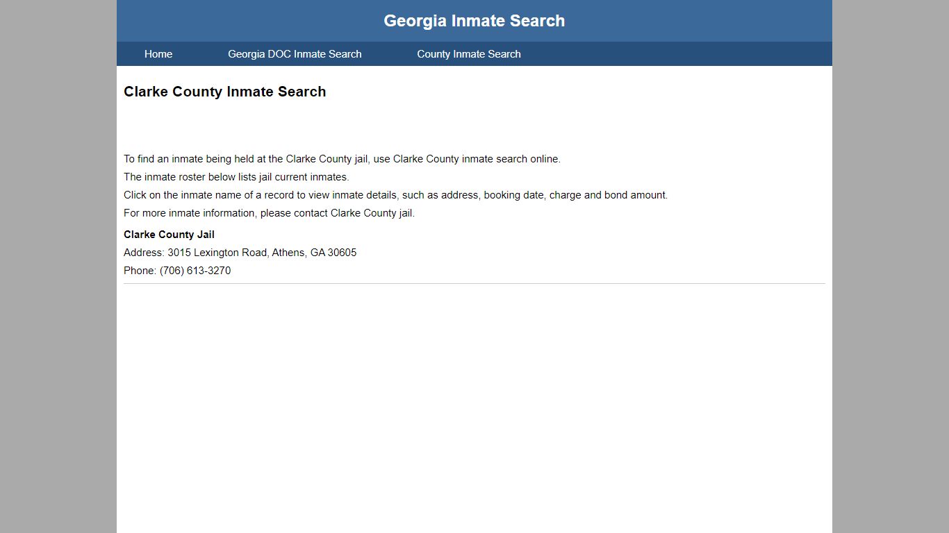 Clarke County Inmate Search